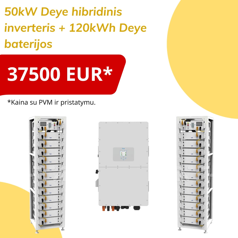 50kW Deye hibridinis inverteris + 120kWh Deye baterijos